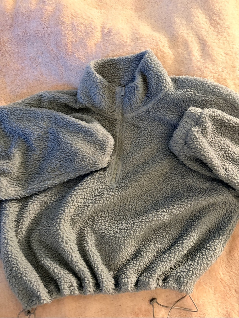 H&M Women's Sherpa Half-Zip Pullover - Light Gray